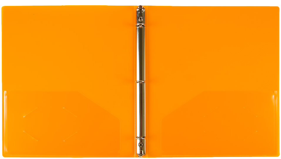 Orange Plastic 1/2 Inch 3-Ring Binder