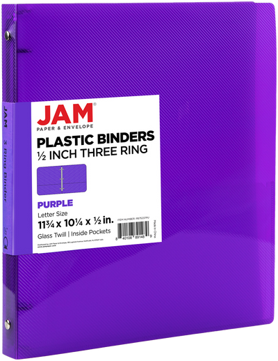 Purple Plastic 1/2 Inch 3-Ring Binder