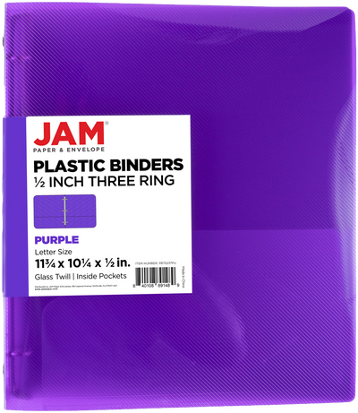 Purple Plastic 1/2 Inch 3-Ring Binder
