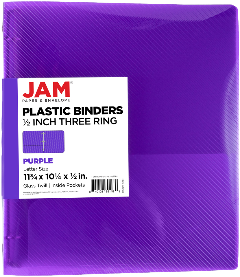Purple Plastic 1/2 Inch 3-Ring Binder