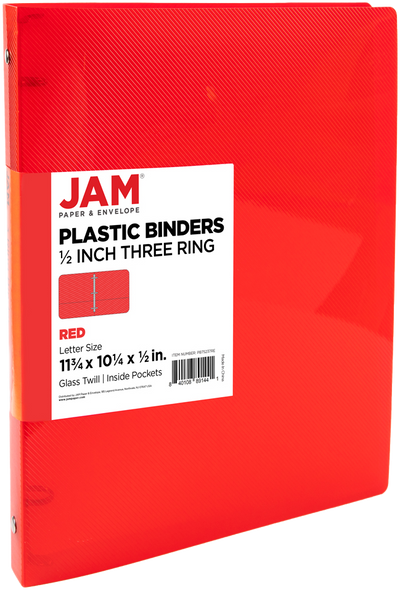 Red Plastic 1/2 Inch 3-Ring Binder
