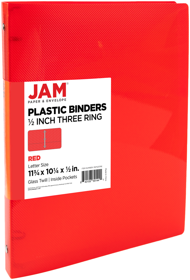 Red Plastic 1/2 Inch 3-Ring Binder