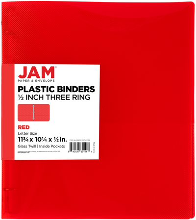 Red Plastic 1/2 Inch 3-Ring Binder