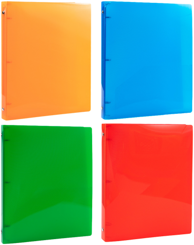 Assorted Plastic 3/4 Inch 3-Ring Binders - 4 Pack