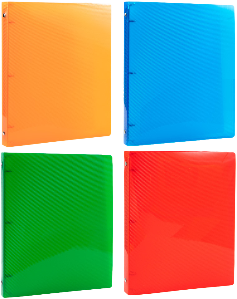 Assorted Plastic 3/4 Inch 3-Ring Binders - 4 Pack