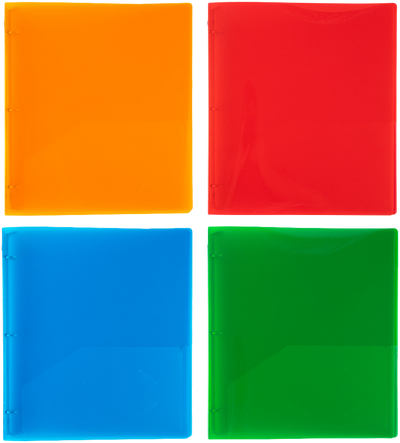 Assorted Plastic 3/4 Inch 3-Ring Binders - 4 Pack