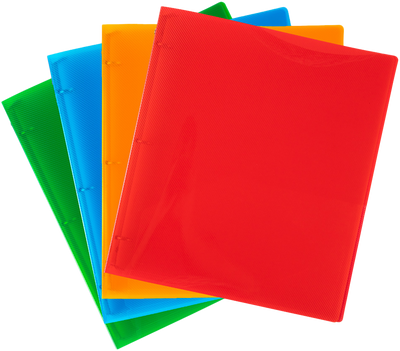 Assorted Plastic 3/4 Inch 3-Ring Binders - 4 Pack