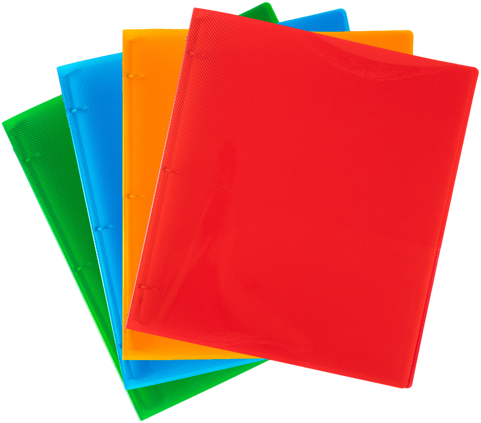 Assorted Plastic 3/4 Inch 3-Ring Binders - 4 Pack