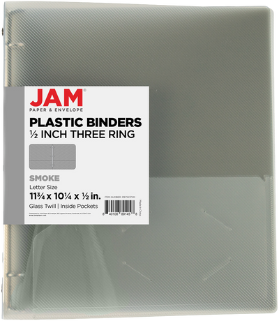 Smoke Gray Plastic 1/2 Inch 3-Ring Binder