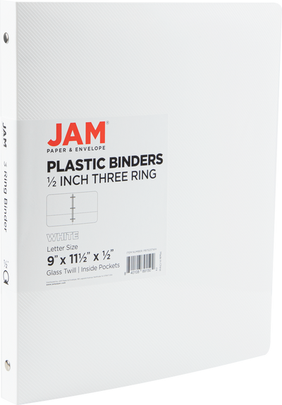 White Plastic 1/2 Inch 3-Ring Binder