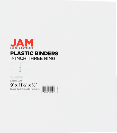 White Plastic 1/2 Inch 3-Ring Binder