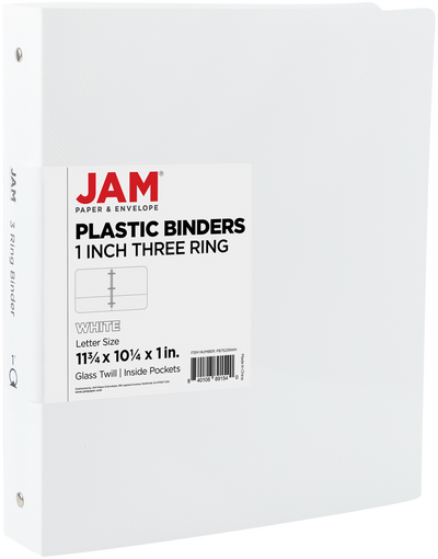 White Plastic 1 Inch 3-Ring Pink Plastic Binder