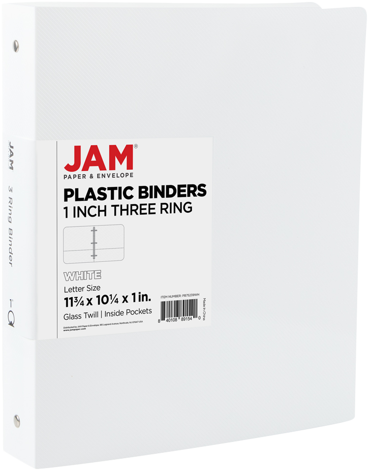White Plastic 1 Inch 3-Ring Pink Plastic Binder