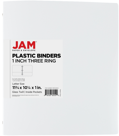 White Plastic 1 Inch 3-Ring Pink Plastic Binder
