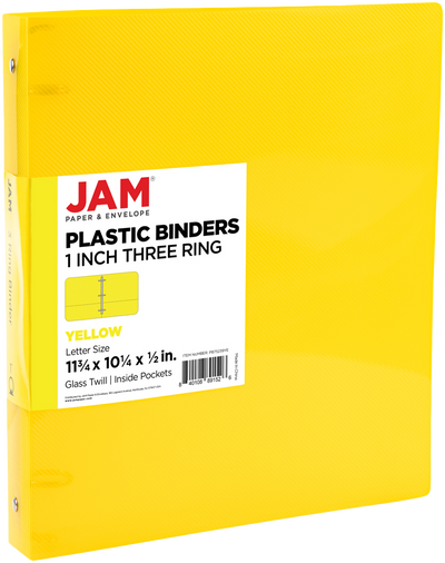 Yellow Plastic 1 Inch 3-Ring Pink Plastic Binder