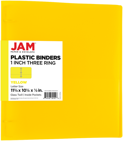Yellow Plastic 1 Inch 3-Ring Pink Plastic Binder