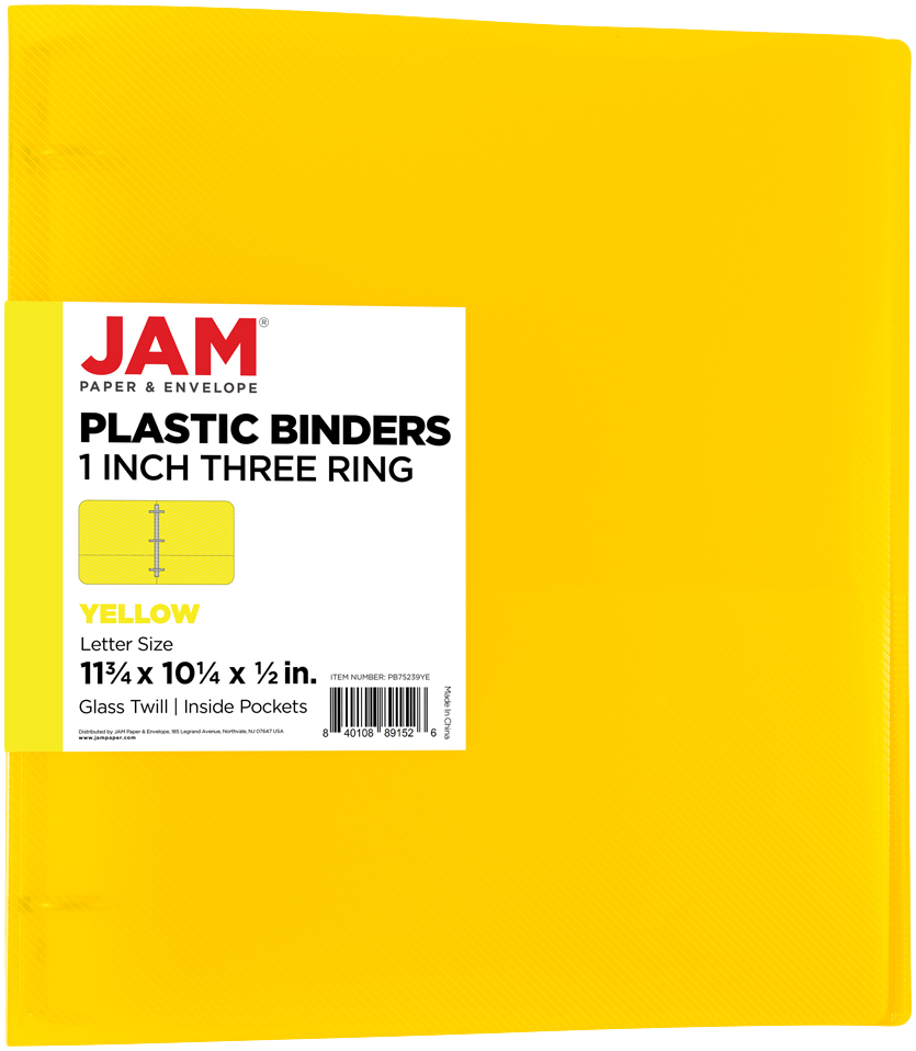 Yellow Plastic 1 Inch 3-Ring Pink Plastic Binder