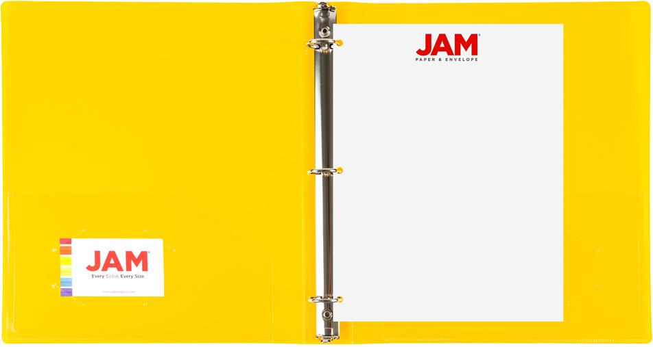 Yellow Plastic 1 Inch 3-Ring Pink Plastic Binder