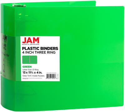 Green Plastic 4 Inch 3-Ring Binder