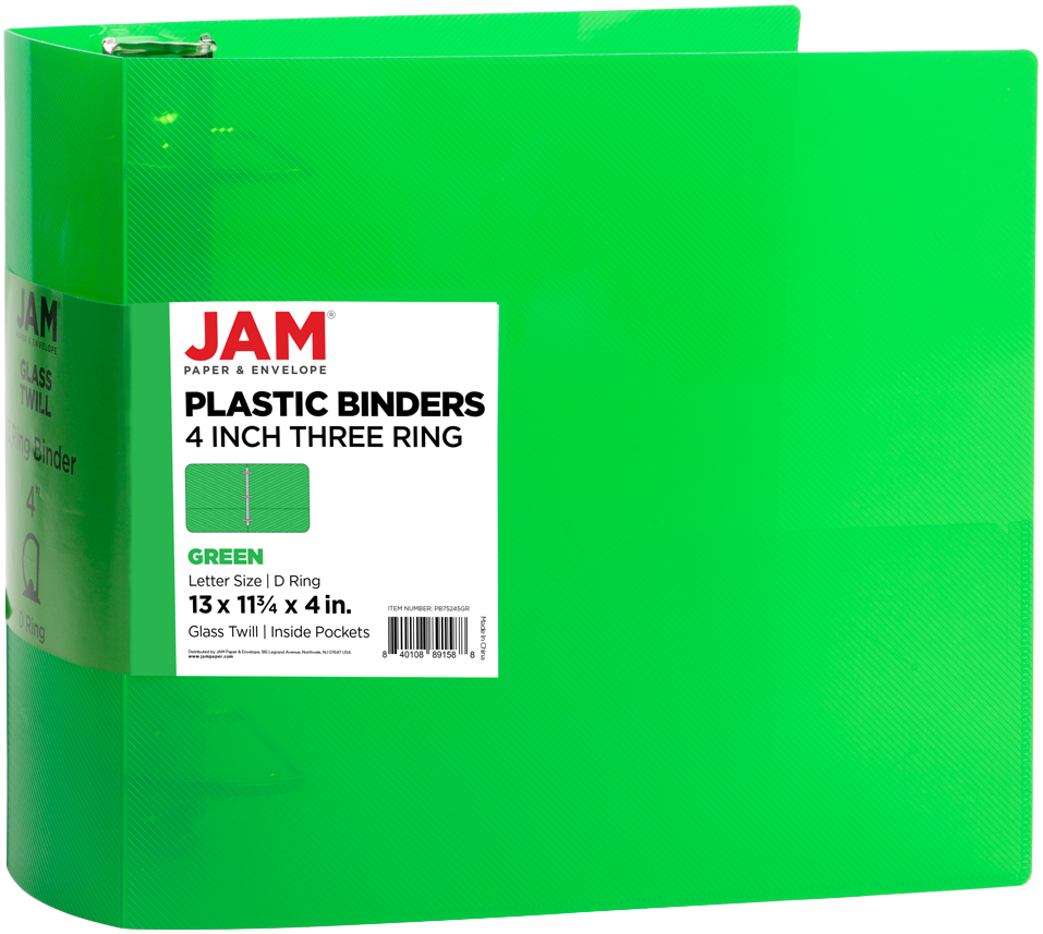 Green Plastic 4 Inch 3-Ring Binder