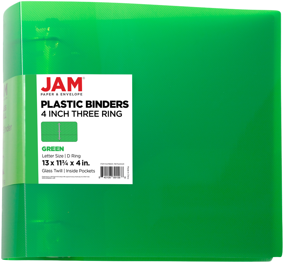 Green Plastic 4 Inch 3-Ring Binder