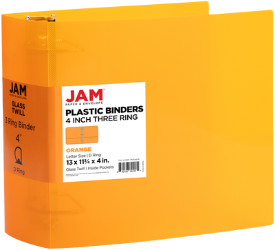 Orange Plastic 4 Inch 3-Ring Binder