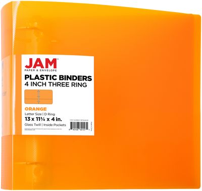Orange Plastic 4 Inch 3-Ring Binder
