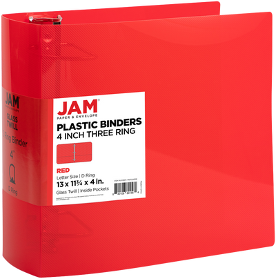 Red Plastic 4 Inch 3-Ring Binder