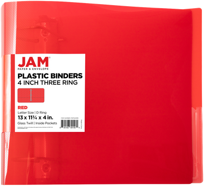Red Plastic 4 Inch 3-Ring Binder
