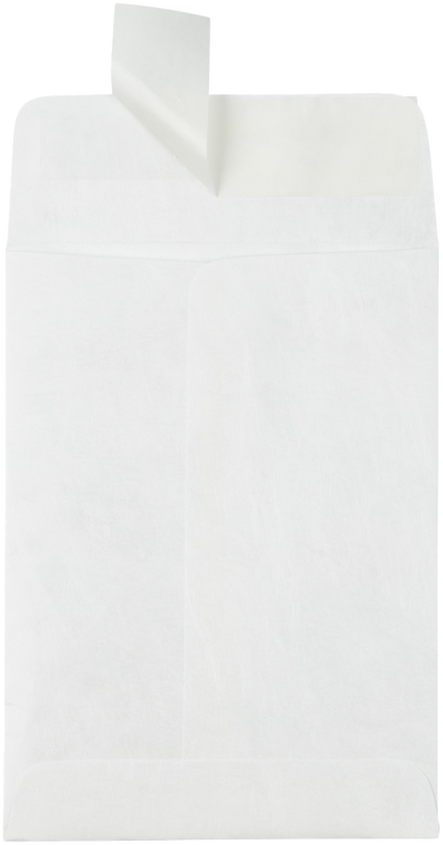 White Tyvek 14lb 5 1/2 x 7 1/2 Open End Envelopes with Peel & Seal