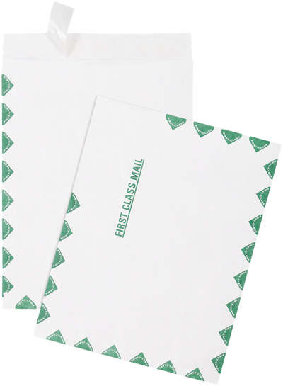 White Tyvek 14lb 10 x 13 Open End First Class Envelopes with Peel & Seal