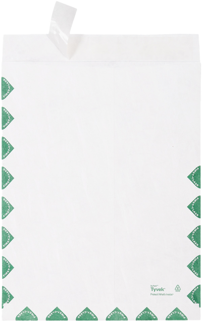 White Tyvek 14lb 10 x 13 Open End First Class Envelopes with Peel & Seal