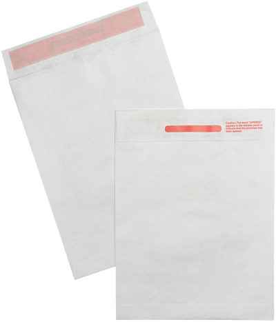 White Tyvek 14lb 9 x 12 Open End Tamper Evident Envelopes