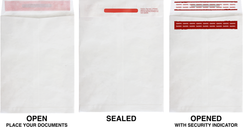 White Tyvek 14lb 9 x 12 Open End Tamper Evident Envelopes