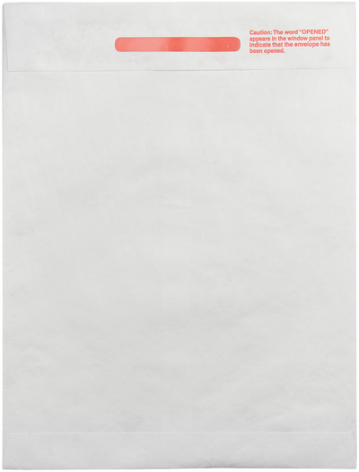 White Tyvek 14lb 10 x 13 Open End Tamper Evident Envelopes with Peel & Seal