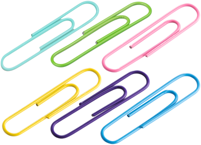 Spring Assorted Jumbo 2 Inch Paper Clips - 6 Packs of 75