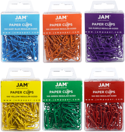 Rainbow Assorted Standard 1 1/4 Inch Paper Clips - 6 Packs of 100