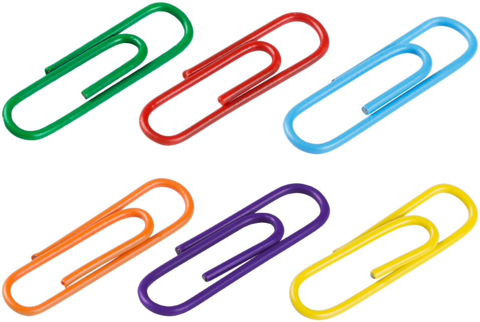 Rainbow Assorted Standard 1 1/4 Inch Paper Clips - 6 Packs of 100