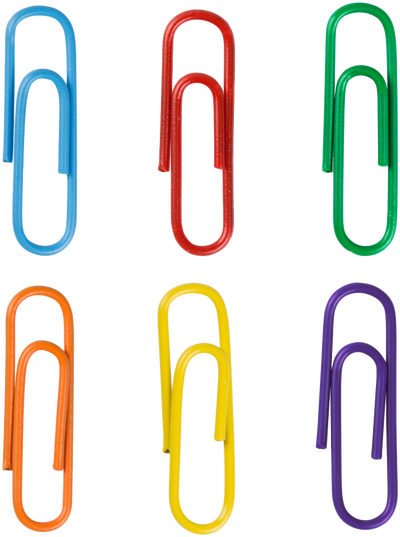 Rainbow Assorted Standard 1 1/4 Inch Paper Clips - 6 Packs of 100