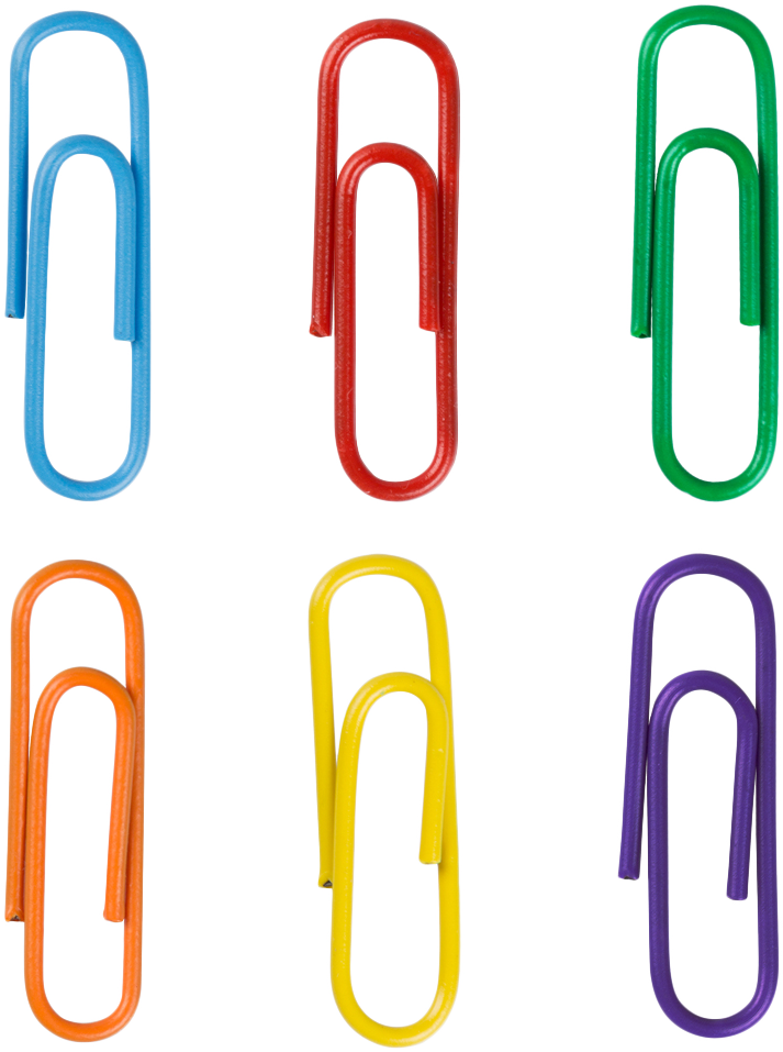 Rainbow Assorted Standard 1 1/4 Inch Paper Clips - 6 Packs of 100