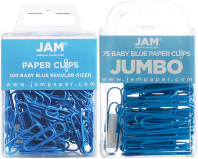 Baby Blue Standard & Jumbo Paper Clips Assortment Pack - 1 Pack Each (175 Clips Total)