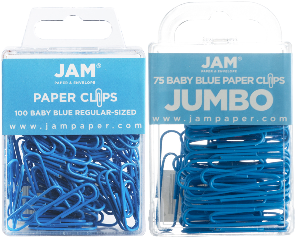 Baby Blue Standard & Jumbo Paper Clips Assortment Pack - 1 Pack Each (175 Clips Total)
