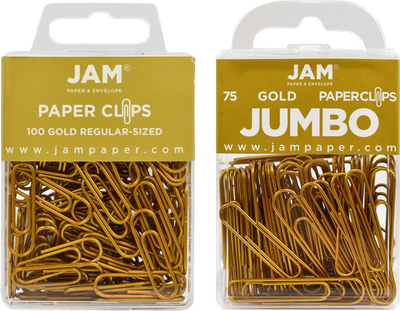 Gold Standard & Jumbo Paper Clips Assortment Pack - 1 Pack Each (175 Clips Total)