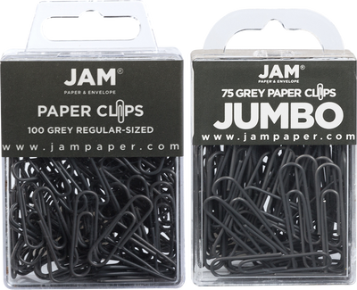 Gray Standard & Jumbo Paper Clips Assortment Pack - 1 Pack Each (175 Clips Total)
