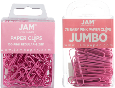 Pink Standard & Jumbo Paper Clips Assortment Pack - 1 Pack Each (175 Clips Total)