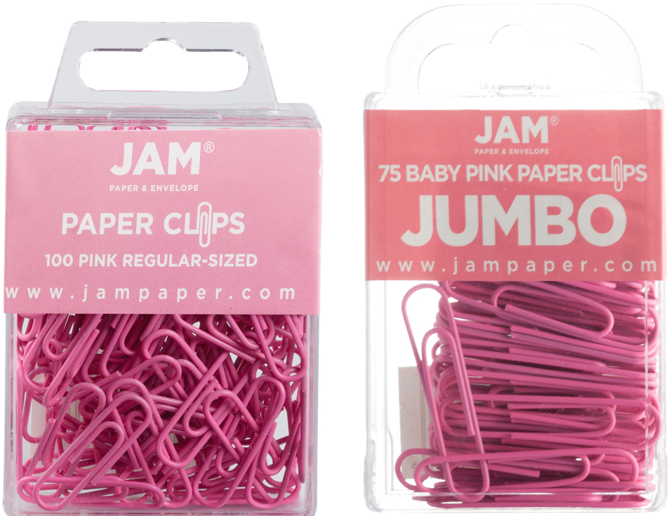Pink Standard & Jumbo Paper Clips Assortment Pack - 1 Pack Each (175 Clips Total)