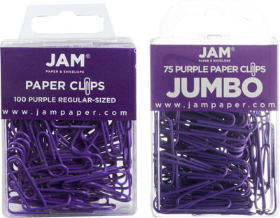 Purple Standard & Jumbo Paper Clips Assortment Pack - 1 Pack Each (175 Clips Total)