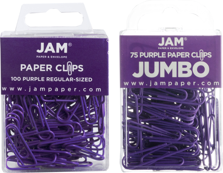 Purple Standard & Jumbo Paper Clips Assortment Pack - 1 Pack Each (175 Clips Total)
