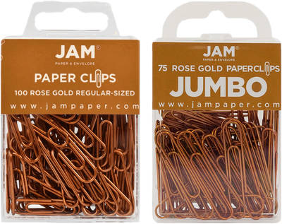Rose Gold Standard & Jumbo Paper Clips Assortment Pack - 1 Pack Each (175 Clips Total)