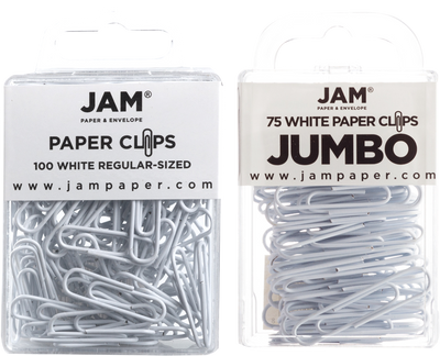 White Standard & Jumbo Paper Clips Assortment Pack - 1 Pack Each (175 Clips Total)